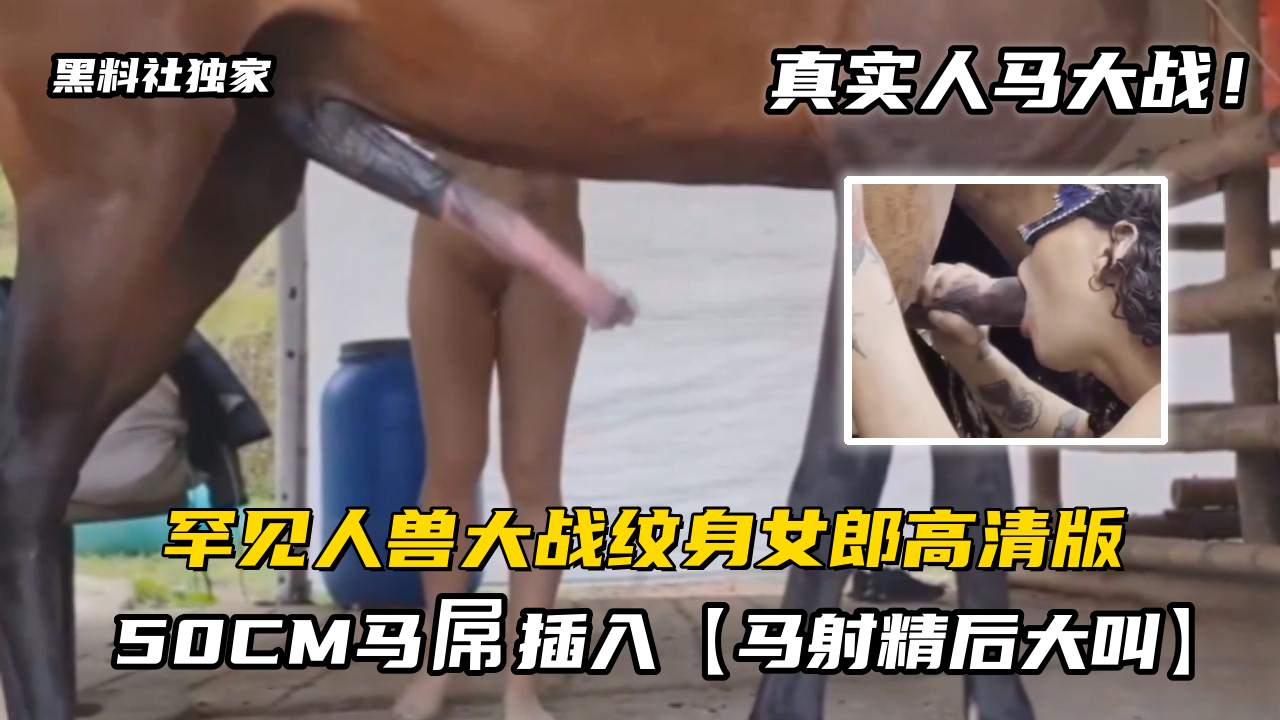 【人马大战】罕见大战纹身女郎被50CM马屌插入马射精后大叫！高清版_LLD