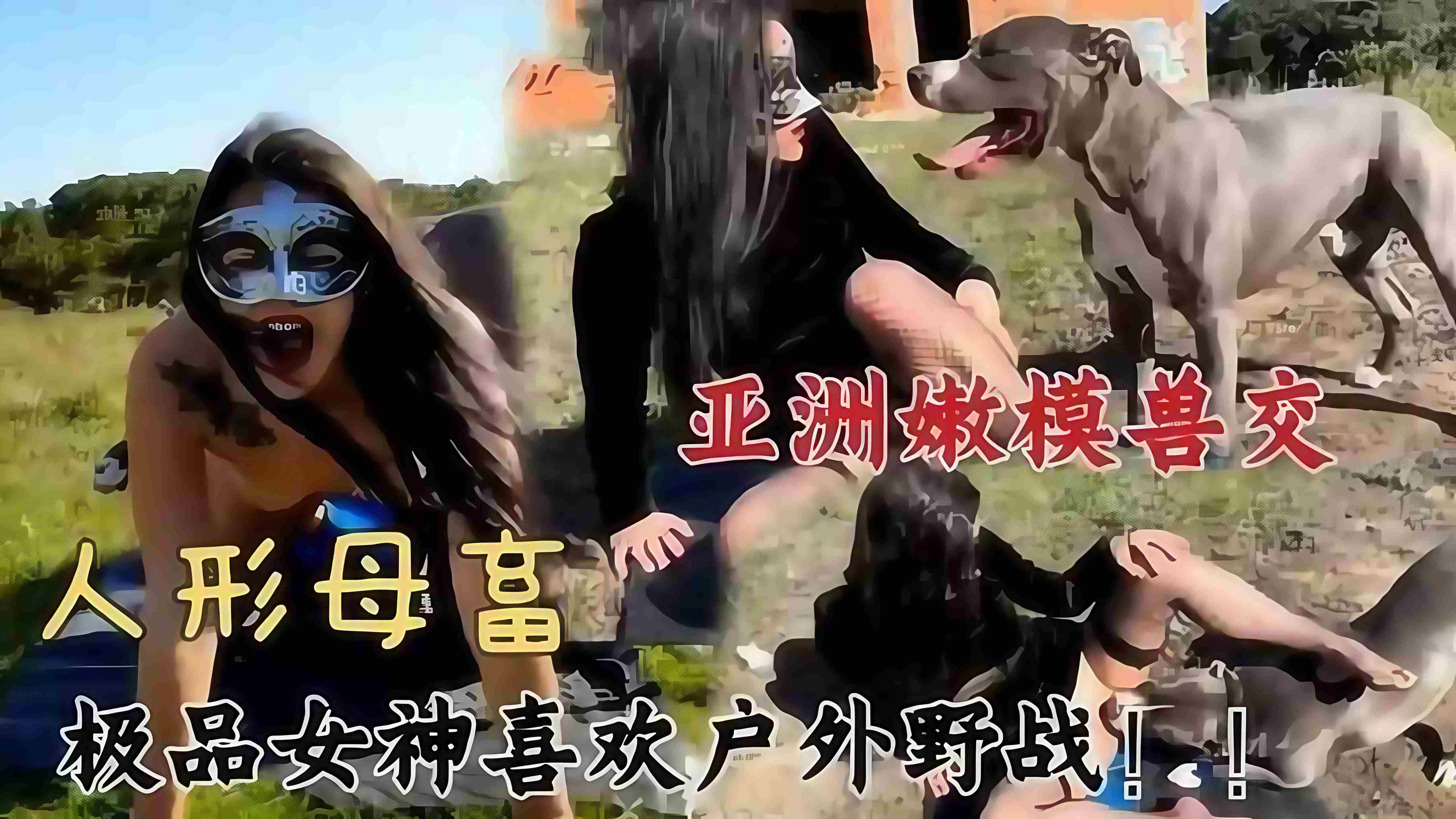 大黑狗叼插入人妻的逼里